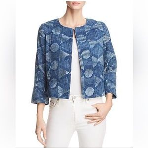 Eileen Fisher Blue and Off-White Organic Cotton Blazer Size XS